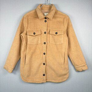 THREAD & SUPPLY Shirt Jacket Shacket S Camel Flannel Jersey‎ Lined Button Front